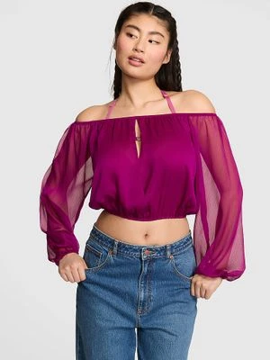 Bluzka z szyfonu z odkrytymi ramionami Victoria's Secret