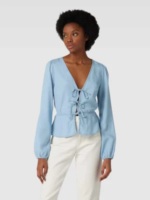 Bluzka z tkaniny stylizowanej na denim model ‘LIZA’ Guess