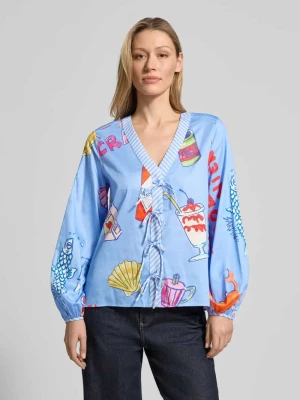 Bluzka z wiązaniem i dekoltem w serek milano italy