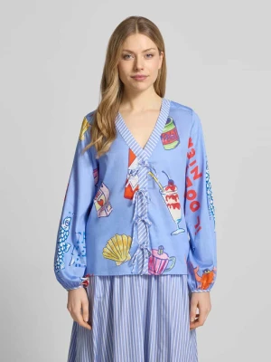 Bluzka z wiązaniem i dekoltem w serek milano italy