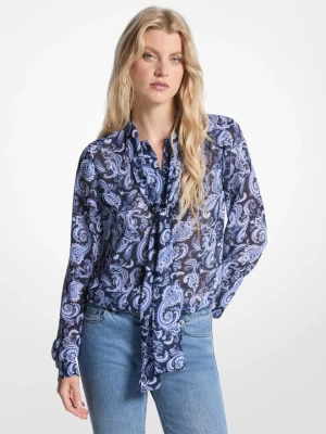 Bluzka z wiązaniem przy szyi z żorżety ze wzorem paisley Michael Kors