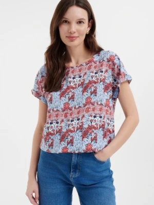 Bluzka z wzorem etno w kontrastujących kolorach Greenpoint