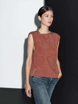 Bluzka Z Zapięciem Na Srebrne Guziki Z Boku - Czerwonawy - - Massimo Dutti - Female