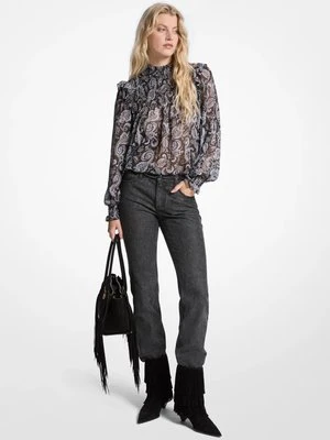 Bluzka z żorżety z metalicznym nadrukiem z motywem paisley MICHAEL Michael Kors