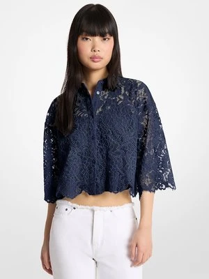 Bluzka ze sznurkowej kwiecistej koronki o skróconym kroju MICHAEL Michael Kors