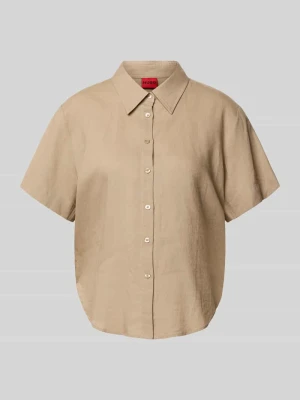 Bluzki z krótkim rękawem o kroju loose fit z mieszanka lnu i wiskozy model 'ENCANTADA' HUGO