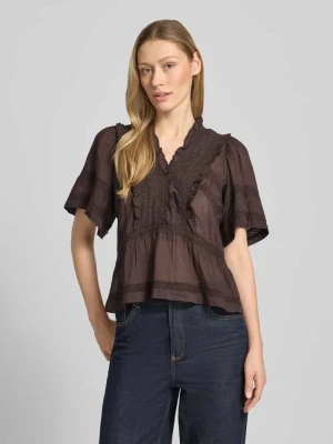 Bluzkowy T-shirt z szydełkową koronką model 'Evienne' NEO NOIR