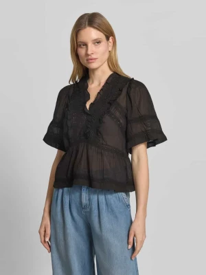Bluzkowy T-shirt z szydełkową koronką model 'Evienne' NEO NOIR