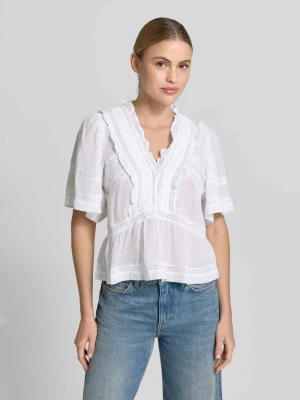 Bluzkowy T-shirt z szydełkową koronką model 'Evienne' NEO NOIR