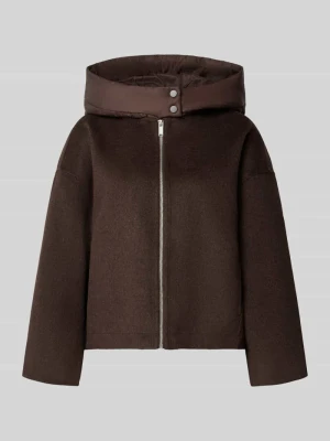 Bluzon o kroju oversized z mieszanka wełny model 'Hikone' Opus Ciemnobrązowy