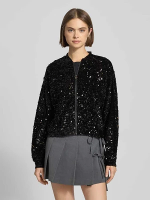 Bluzon o kroju regular fit z cekinowym obszyciem model ‘KAM’ Pieces
