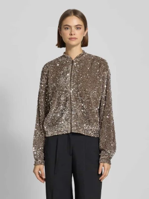 Bluzon o kroju regular fit z cekinowym obszyciem model ‘KAM’ Pieces