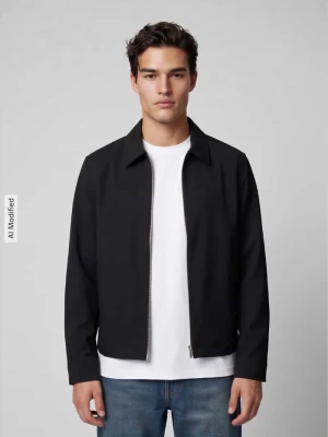 bluzon o kroju regular fit z dodatkiem wiskozy model 'REGULAR' Selected Czarny