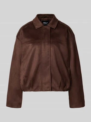 bluzon o kroju regular fit z materiału skóropodobnego model 'AMBER' Only Ciemnobrązowy