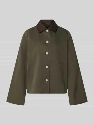 Bluzon o kroju regular fit z wykładanym kołnierzem model 'CHELSEAPOPPY' Vero Moda Oliwkowy
