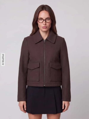bluzon o kroju regular fit z wykładanym kołnierzem model 'SAFIR' Vero Moda Czekoladowy