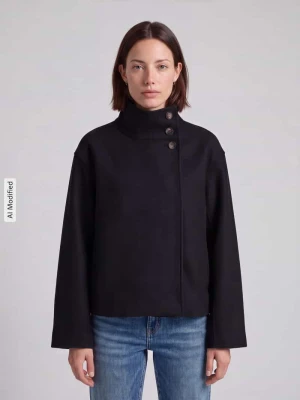 bluzon o kroju regular fit ze stójką model 'GNES' Pieces Czarny