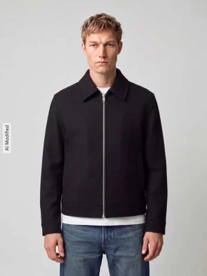 bluzon o kroju regular fit z mieszanki wełny Selected Czarny
