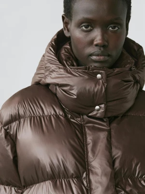 Błyszcząca Kurtka Pikowana - Brązowy - - Massimo Dutti - Kobieta