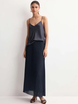 Błyszcząca plisowana spódnica ciemnoniebieski - Kobieta - - MANGO
