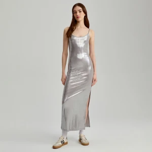 Błyszcząca sukienka maxi bodycon na ramiączkach House