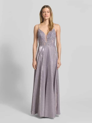 Błyszcząca sukienka midi z haftami i cekinami Laona