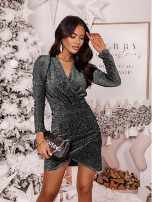 Błyszcząca sukienka z brokatem DARLING - srebrna  magmac 