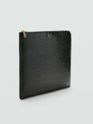 Błyszczące etui na laptopa z efektem skóry krokodyla czarny - Kobieta - Rozmiar uniwersalny - MANGO