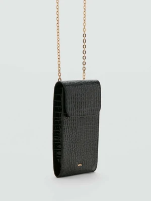 Błyszczące etui na telefon komórkowy z efektem skóry krokodyla czarny - Kobieta - Rozmiar uniwersalny - MANGO