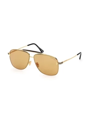 Błyszczące Głębokie Złoto Brązowe Okulary przeciwsłoneczne Tom Ford