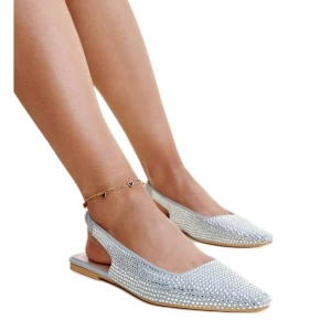 Błyszczące szare sandały z odkrytą piętą Nadiana Inna marka