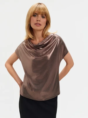 Błyszczący top w szampańskim odcieniu Top Secret