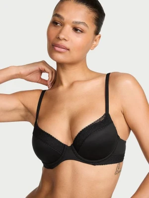 Body by Victoria Biustonosz lekko usztywniany ze wstawkami z koronki Demi Victoria's Secret Czarny