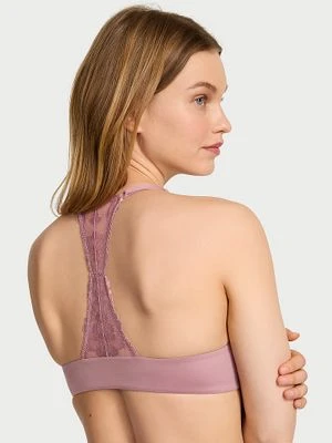 Body by Victoria Biustonosz lekko uszytywniany zapinany z przodu z koronką na plecach Racerback Demi Victoria's Secret