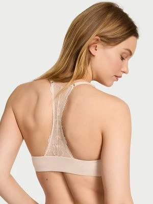 Body by Victoria Biustonosz lekko uszytywniany zapinany z przodu z koronką na plecach Racerback Demi Victoria's Secret