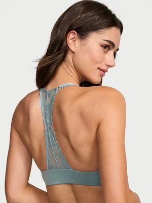Body by Victoria Biustonosz lekko uszytywniany zapinany z przodu z koronką na plecach Racerback Demi Victoria's Secret