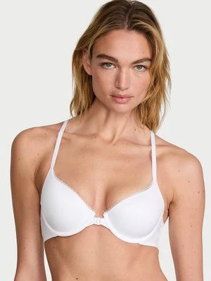 Body by Victoria Biustonosz lekko uszytywniany zapinany z przodu z koronką na plecach Racerback Demi Victoria's Secret Biały