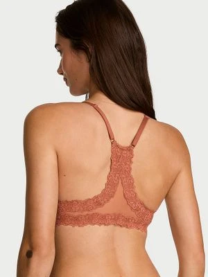 Body by Victoria Biustonosz lekko uszytywniany zapinany z przodu z koronką na plecach Racerback Demi Victoria's Secret Brązowy