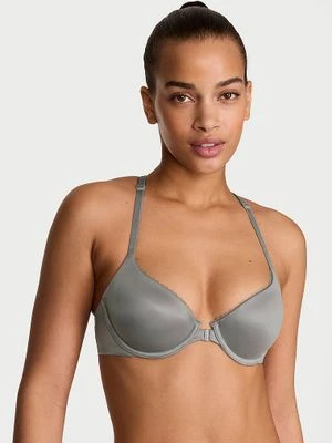 Body by Victoria Biustonosz lekko uszytywniany zapinany z przodu z koronką na plecach Racerback Demi Victoria's Secret Szary