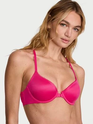 Body by Victoria Biustonosz lekko uszytywniany zapinany z przodu z koronką na plecach Racerback Demi Victoria's Secret Różowy