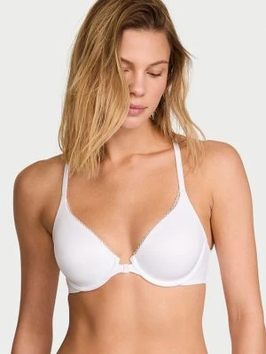 Body by Victoria Biustonosz lekko uszytywniany zapinany z przodu z mocno zabudowanymi miseczkami Racerback Victoria's Secret Biały