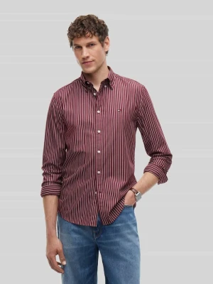 Body Fit koszula casualowa z czystej bawełny Tommy Hilfiger Bordowy