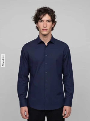 Body Koszula biznesowa o kroju slim fit z mieszanki bawełny OLYMP Level 5 Granatowy
