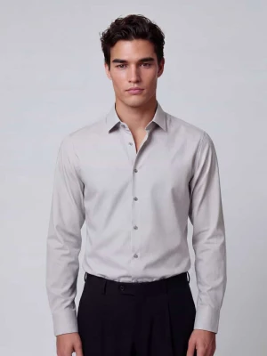 Body Koszula biznesowa o kroju slim fit z mieszanki bawełny OLYMP Level 5 Srebrny