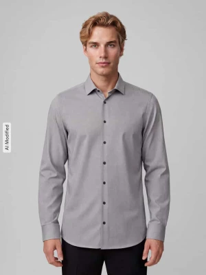 Body Koszula biznesowa o kroju slim fit z mieszanki bawełny OLYMP Level 5 Średniobrązowy