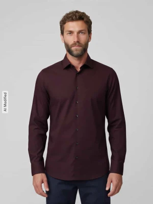 Body krój slim fit koszula biznesowa z bardzo długim rękawem OLYMP Level 5 Bordowy