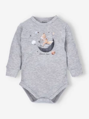 Body niemowlęce SPACE TOUR z bawełny organicznej dla chłopca - szare NINI