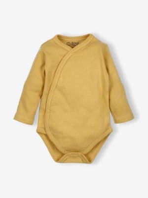 Body niemowlęce z bawełny organicznej dla chłopca kolor miodowy długi rękaw NINI