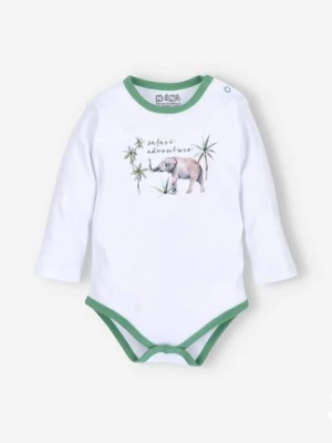 Body niemowlęce z bawełny organicznej dla chłopca - Safari - zielone NINI