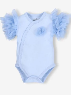 Body niemowlęce z bawełny organicznej dla dziewczynki - niebieskie NINI